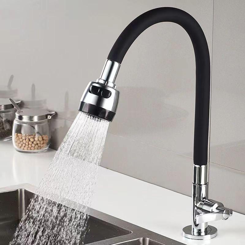Kran Angsa Dapur Fleksibel/Kran Angsa Wastafel Kran Angsa Cuci Tangan Kran Air Kran Angsa Wastafel Black-1/2 Inch 2 Mode 1