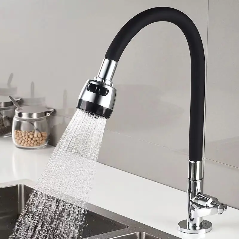Kran Angsa Dapur Fleksibel/Kran Angsa Wastafel Kran Angsa Cuci Tangan Kran Air Kran Angsa Wastafel Black-1/2 Inch 2 Mode 1