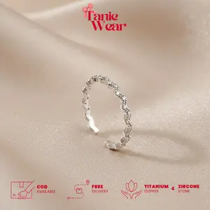 TANIE - Carat Ring | Cincin Wanita Adjustable - Aksesoris Wanita | Cincin Wanita Titanium Tembaga | Cincin Wanita Silver Adjustable | Cincin Wanita Batu Diamond Zirkon Berkilau | Cincin Silver Simple Elegant