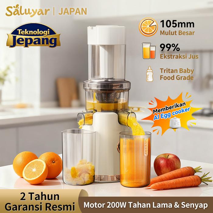 Gambar Saluyar Jepang Slow Juicer  – Mesin Jus Rendah Busa, 99% Ekstraksi Nutrisi, Suara Halus, Mudah Dicuci | Cocok Diet & Sarapan Sehat | Garansi Resmi Mall dari Culinex Indonesia Official Kab. Tangerang Tokopedia