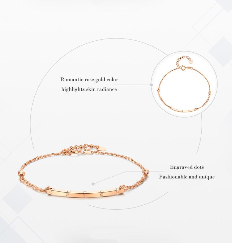 Product Introduction of 【Chow Tai Seng】18K Au750 Rose Gold Square Smile Shape Minimalist Adjustable Bracelet 3
