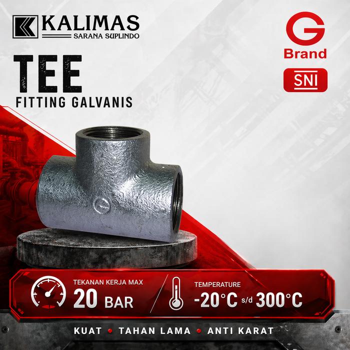 Gambar Tee Galvanis Besi d.1 1/2" Drat BSPT (G) dari kalimas.online Kota Administrasi Jakarta Pusat Tokopedia