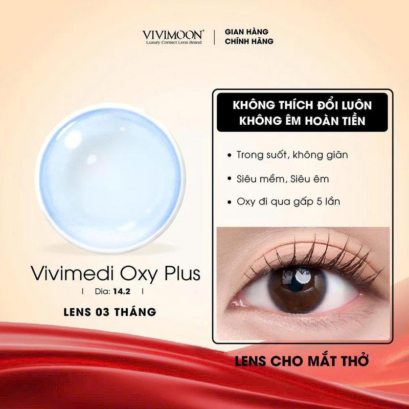 [Tặng khay đựng] Kính áp tròng Vivivmoon Lens cận trong suốt 3 tháng Vivimedi Oxy Plus cho mắt thở đi học, đi làm, đi chơi cho nam Nữ(Giá 01 chiếc - vui lòng chọn 2 chiếc)
