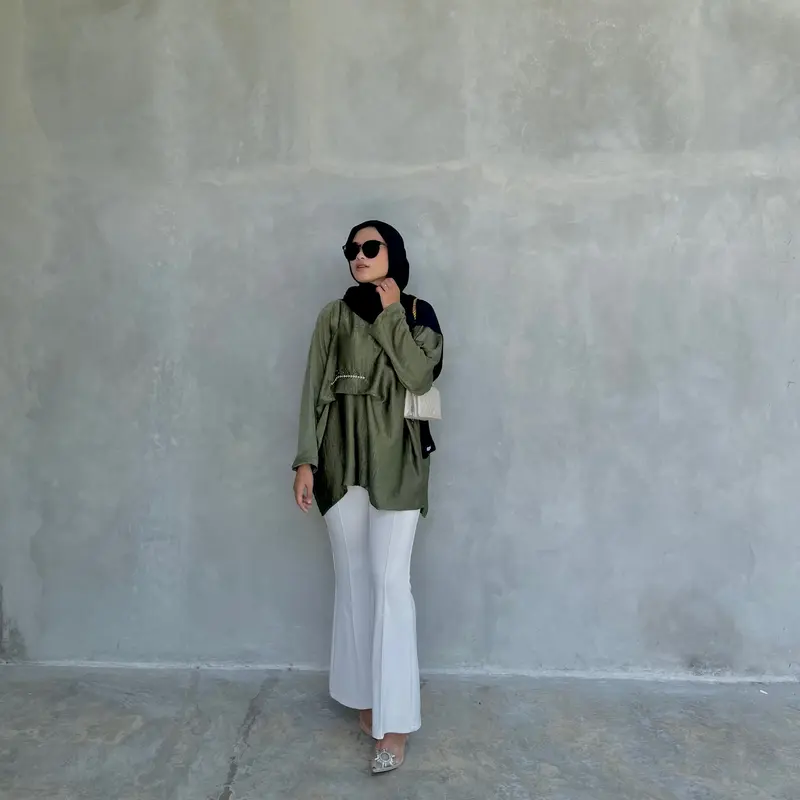 ALISA KAFTAN BLOUSE RAYA SILK Simple Muslim Payet Atasan Lebaran 7