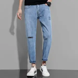Celana jins pria celana jeans pria sobek original pria celana panjang jeans robek jeans pria standar celana jeans reguler pria celana jeans korean style pria longgar ripped model jeans dewasa celana jins cowok panjang pria