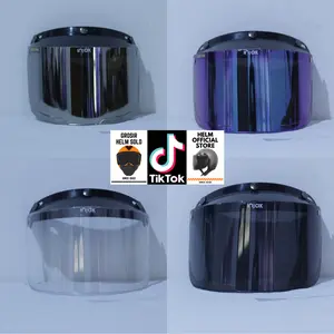 Kaca datar helm bogo INJAK ORIGINAL warna hitam/clear/silver/pelangi Cembung Motor