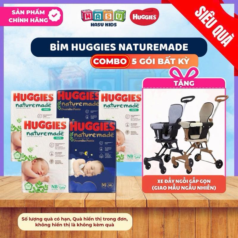 COMBO 5 Tã/ Bỉm Dán/ Quần Huggies Nature Made Đêm Ngày S82/M64/L54/XL44/XXL26