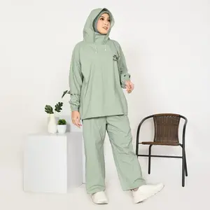 PANDA Jas Hujan Terbaru Model HOODIE Setelan Pria Wanita Bahan PVC Elastis Anti Rembes