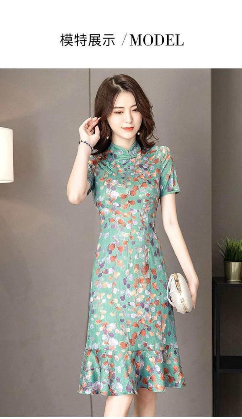 Product Introduction of Modern Cheongsam Dress 2024 Young Style Elegant Daily Style Cut-Bone Cheongsam Summer  New Style Chinese-style Vintage Slim Fit Improved Cheongsam Dress 12