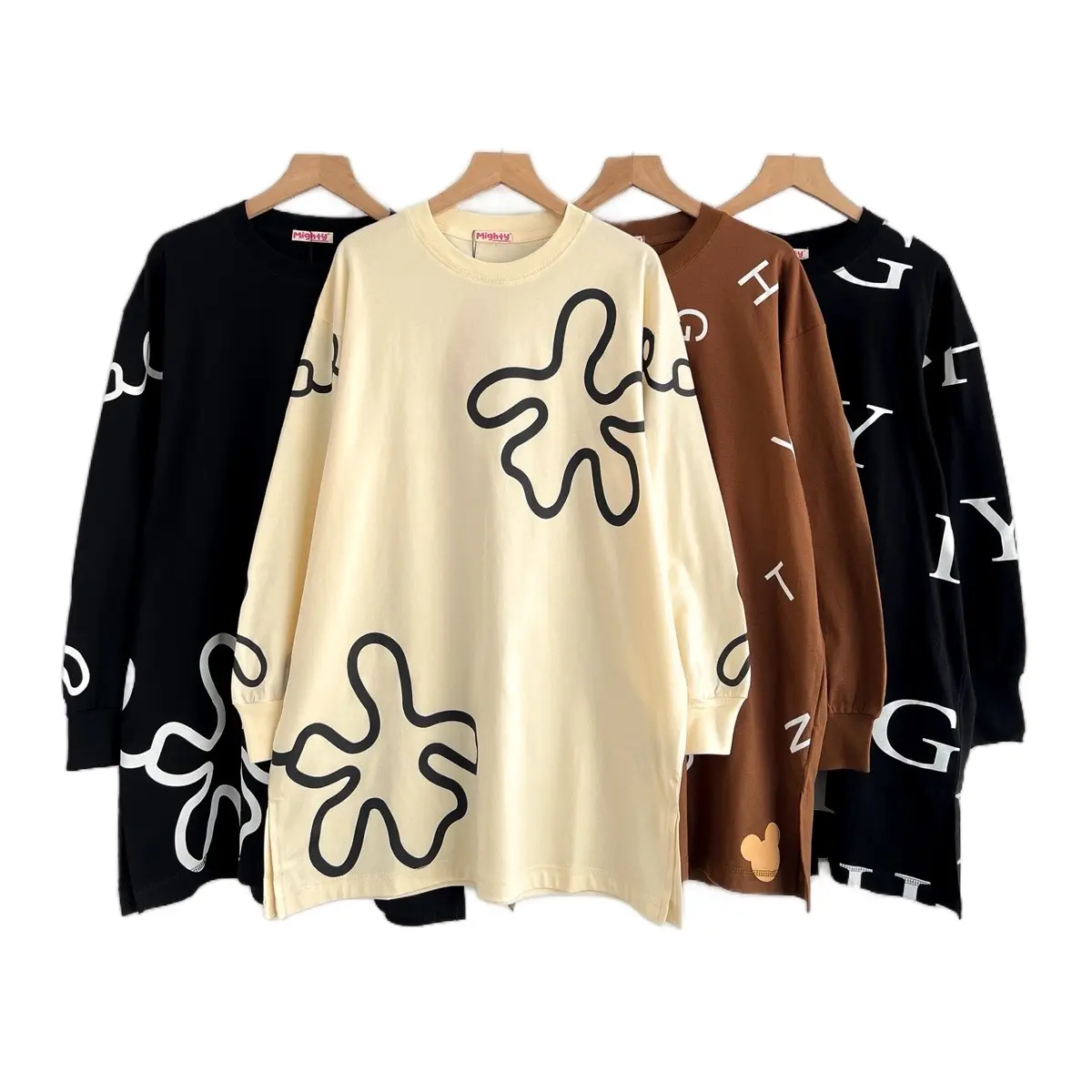 Mighty Atasan Oversize Wanita Loose Panjang Baju Basic shirt
