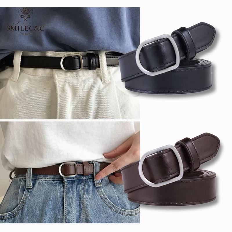 DEAL HOT Thắt lưng nữ da đẹp cao cấp Mặt bạc hình thoi không lỗ TL005 - Dây nịt HÌNH THOI bản nhỏ siêu Xinh