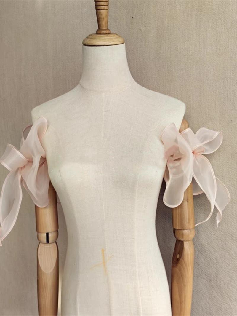 Product Introduction of Đầm cưới, cô dâu tay áo, có thể tháo rời, có nơ, làm bằng Organza, thích hợp cho váy dự tiệc, phụ kiện cho phụ nữ 18