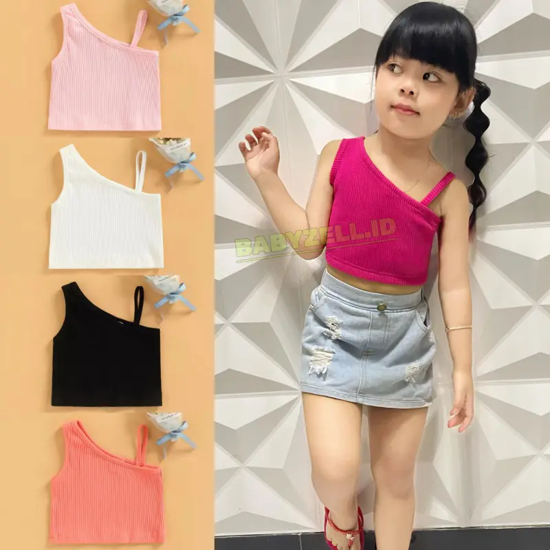 ATASAN ANAK PEREMPUAN SLEEVELESS STRAP TANK TOPS USIA 1-8th