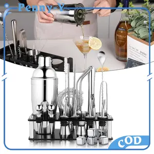25 In 1 Alat Bartender Lengkap Cocktail Shaker Stainless Bartender Barware Set