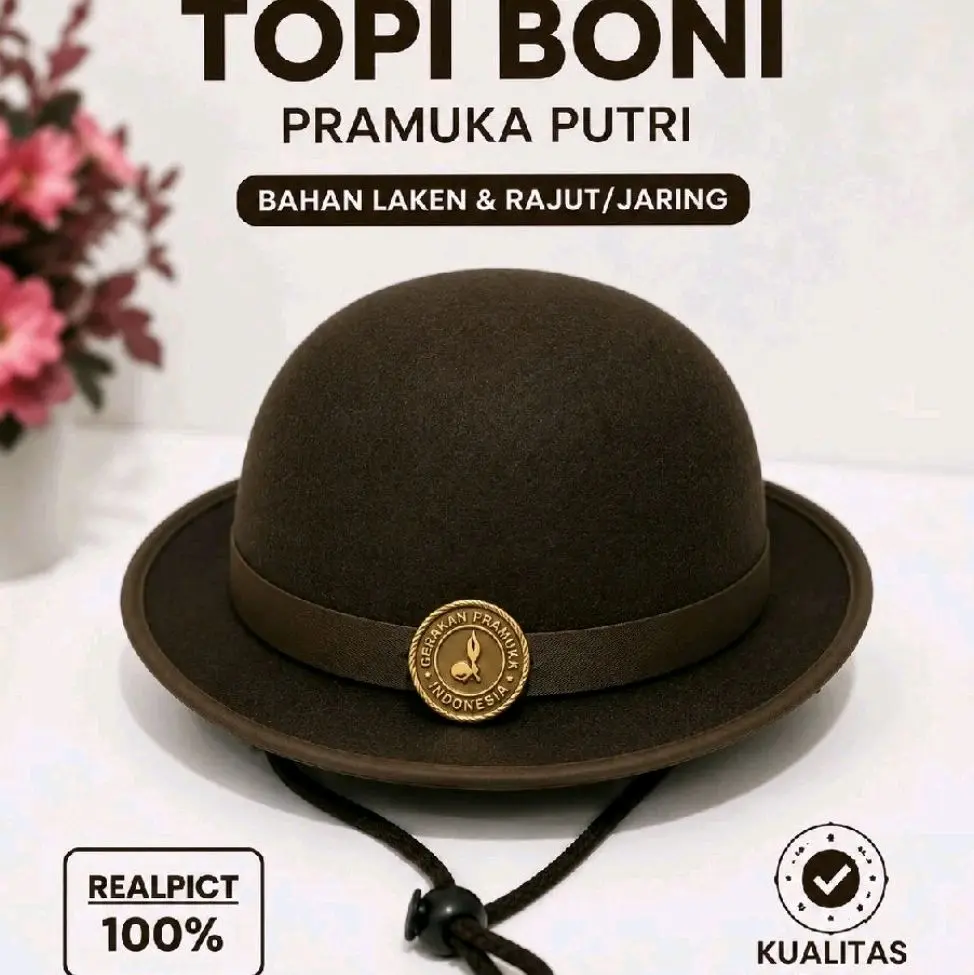 Topi boni Laen putri warna coklat Pramuka PREMIUM KWALITAS BAGUS, SD SMP SMA