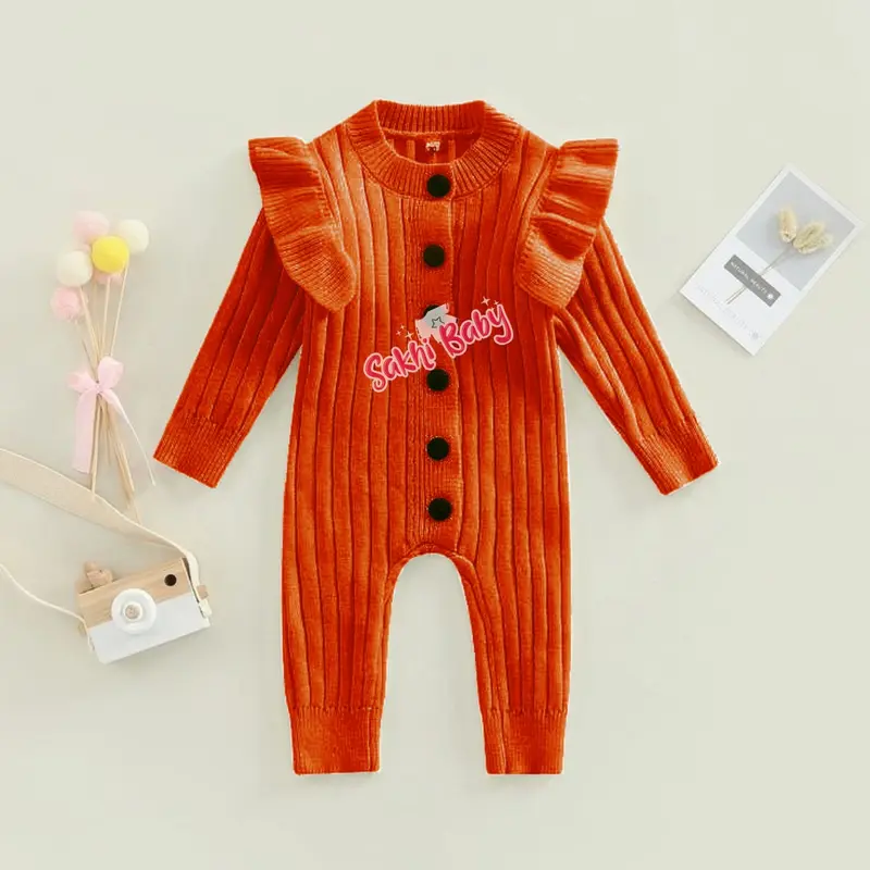 Sakhi Baby Baju Bayi Perempuan 0 6 12 Bulan lucu Jumper Jumsuit Rajut Anak Baru Lahir Newborn Lengan Panjang Katun Cewek budget  bajubayi 5