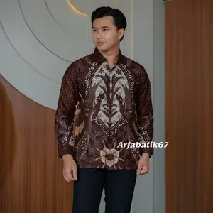 SAWUNGGALIH MAHOGANY Kemeja batik pria premium lengan panjang katun prima premium lapis furing hero ready seragaman by arfabatik67