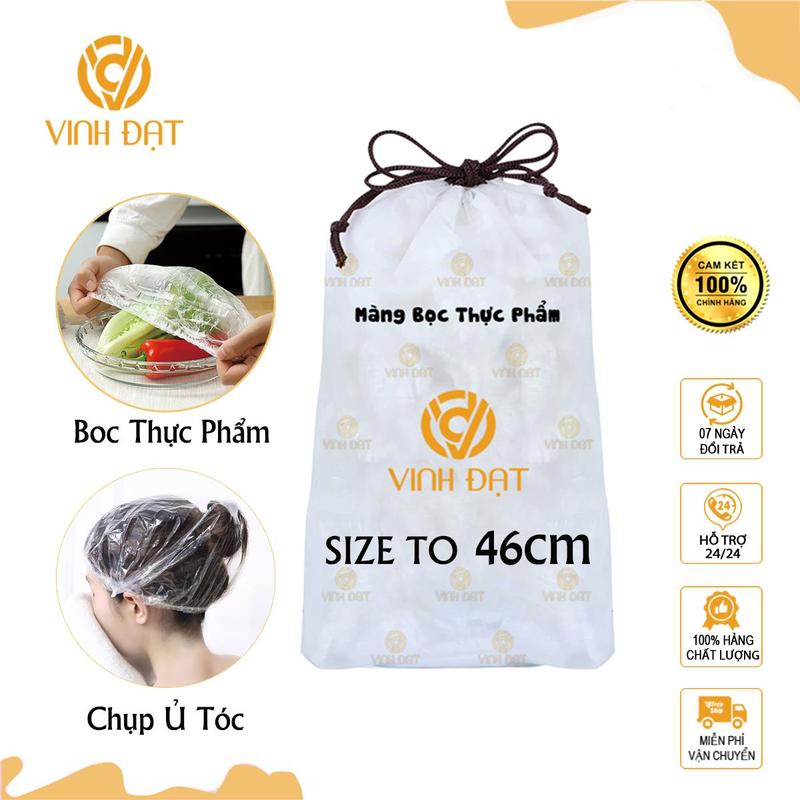 Vinh Đạt Túi Màng Bọc Thực Phẩm Bo Chun Size To 46cm Chính Hãng Siêu Tiện Lợi Cho Nhà Bếp Chất Liệu PE An Toàn Đa Năng Sử Dụng Làm Mũ Trùm Đầu Khi Tắm