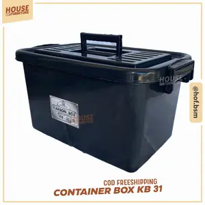 Murah Container Bos Plastik Hitam KB 31 L | Akako Kotak Penyimpanan Serbaguna 25 Liter dengan Handle