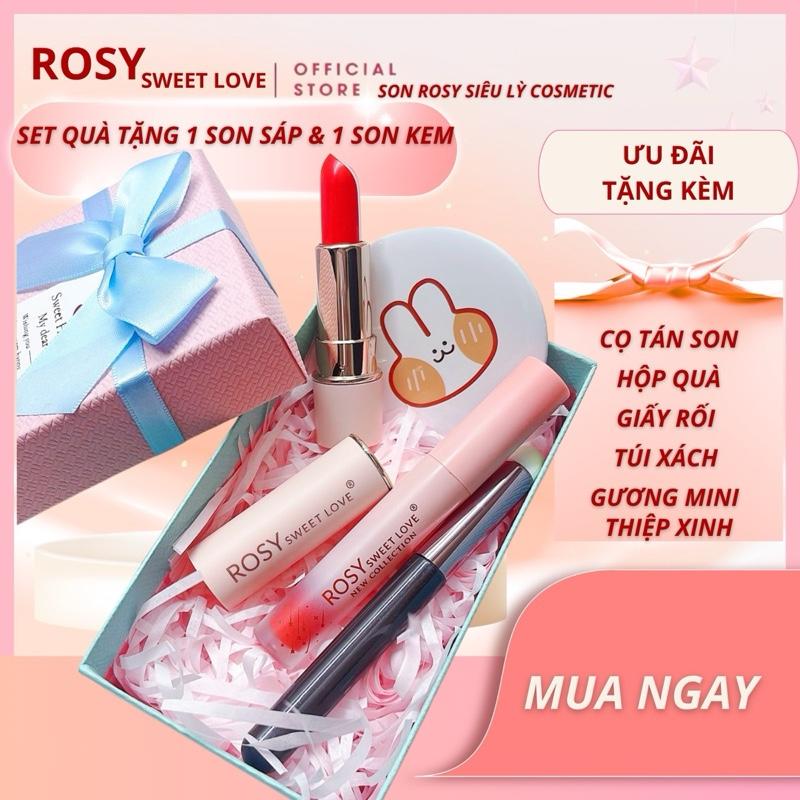 [TẶNG HỘP QUÀ + TÚI XÁCH] Combo 1 Son sáp  + 1 son Kem Rosy, không chì , lên màu chuẩn đẹp