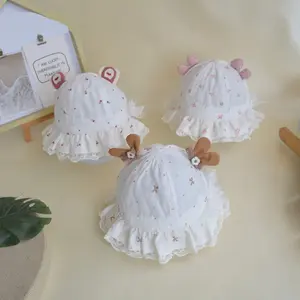 (4-12 Bulan) Topi Bucket Hat Anak Karakter Love And Pitta Flufy Renda Tali Serut Premium Murah