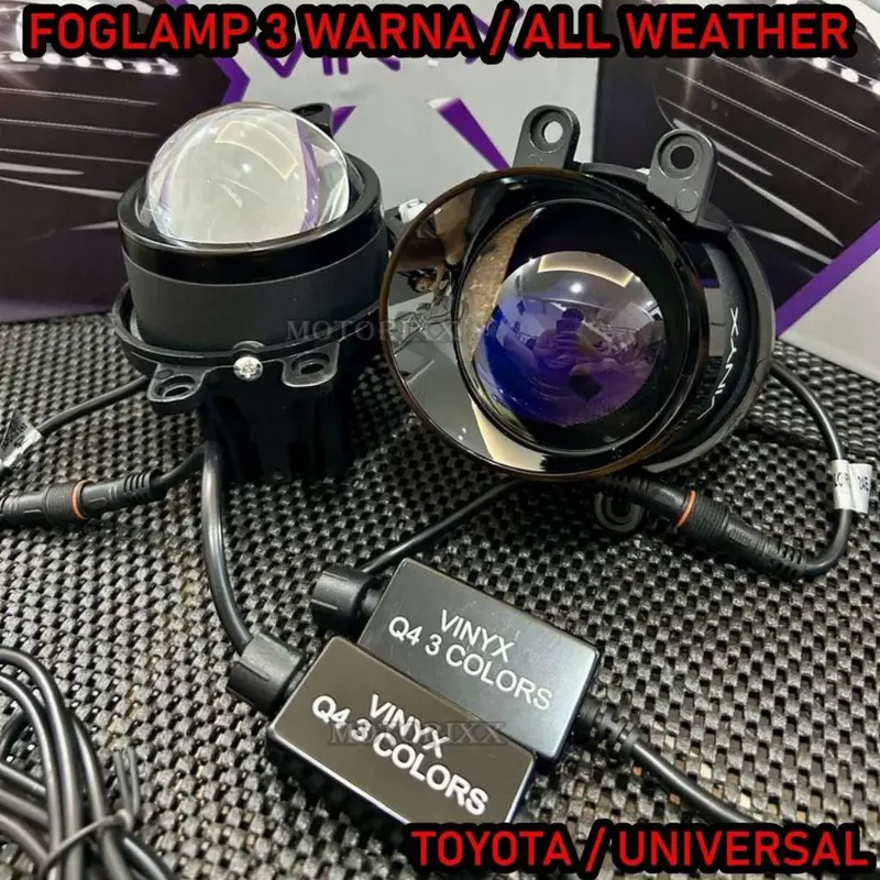 ORIGINAL VINYX BILED FOGLAMP Q4 3 WARNA / ALL WHEATHER 3 INCHI BLUELENS FOGLAMP PROJECTOR HIGH LO PNP TOYOTA HONDA UNIVERSAL 1
