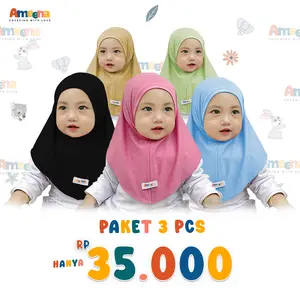 [ PAKET 3 PCS ] Jilbab Instan Anak Maurin Basic Jersey USIA 0-1 TAHUN Kerudung Anak Newborn - Jilbab Bayi Hijab Anak Muslim