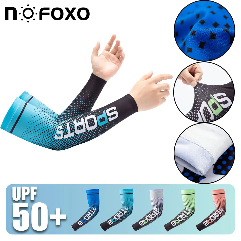NOFOXO 1Pair Outdoor Sports Cooling Breathable Unisex Ice Handsocks Anti-UV Sunscreen Sleeves Cycling Riding Running Arm Cover