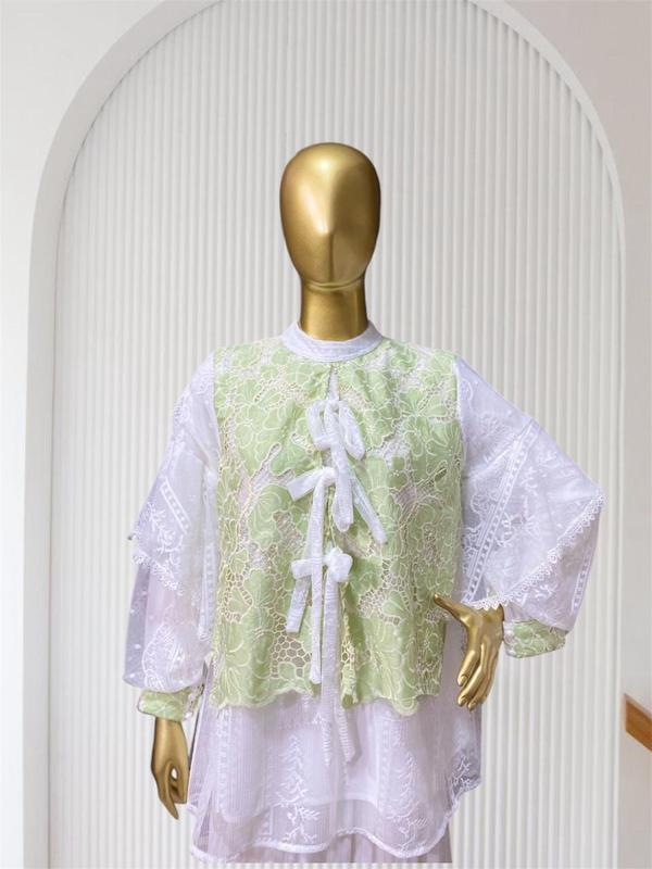 ADINDA & Co- Luna Blouse Atasan wanita Premium brukat halus mix dengan tulle Garden cantik atasan kondangan/ atasan pesta cantk/ blouse remaja kekinian 2025/ baju lebaran remaja 4
