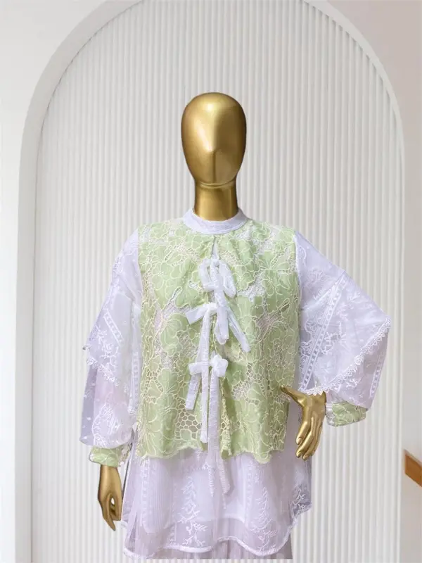 ADINDA & Co- Luna Blouse Atasan wanita Premium brukat halus mix dengan tulle Garden cantik atasan kondangan/ atasan pesta cantk/ blouse remaja kekinian 2025/ baju lebaran remaja 3