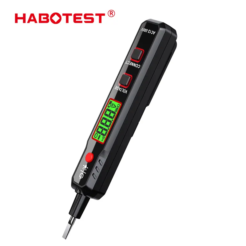 HABOTEST HT89 Pen Type AC Voltage Detector NCV 12~300V Voltage Tester For Live/Null Wire With Flashlight LCD Display Breakpoint Finder 0