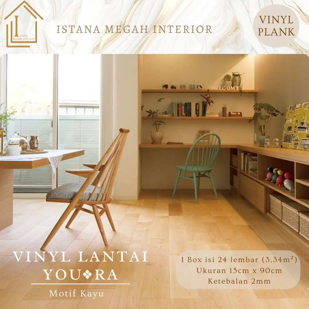 Lantai Vinyl Plank Motif Kayu Youra Tebal 2mm