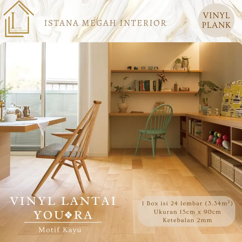 Lantai Vinyl Plank Motif Kayu Youra Tebal 2mm 0