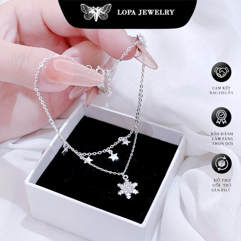   Tặng Hộp  Lắc Chân Bạc Nữ SK69 Bông Tuyết - Bạc LoPa | Cá Tính Điệu Đà Quà Kỷ Niệm Xinh Xắn Thời Trang Chuẩn Trend 