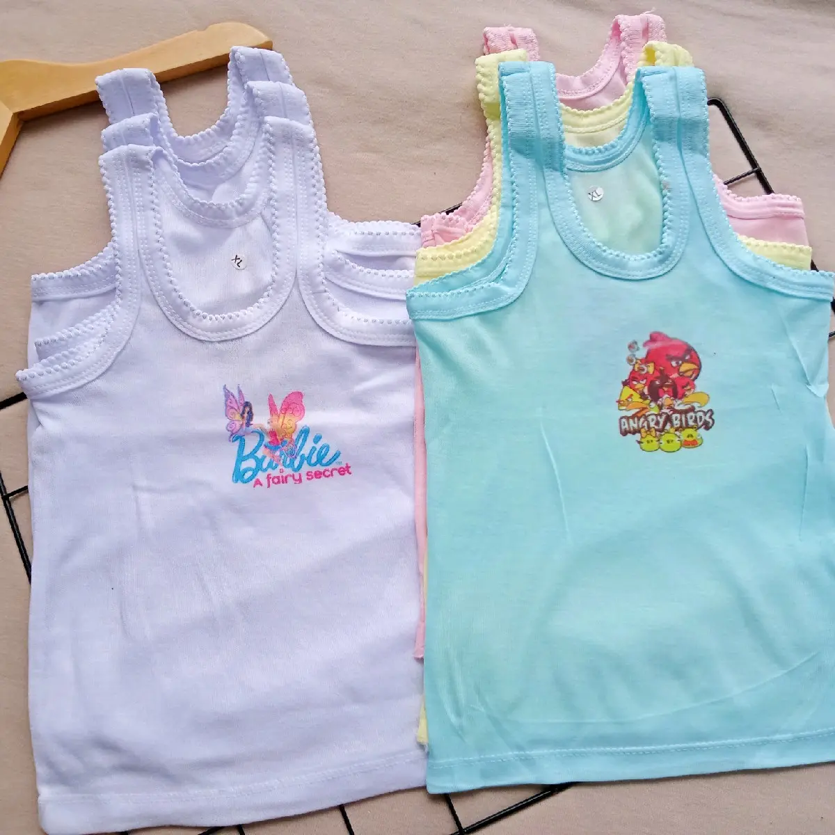 6pcs Kaos Dalam Anak Perempuan dengan 2 jenis warna -Singlet Kaos Sangsang Bayi Cewek Baru Lahir Miniset Fashion