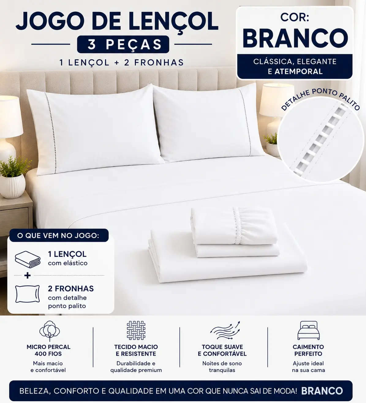 5 Kits Lençol 400 Fios + 2 Fronhas casal solteiro 1 fronha Toque de Hotel Percal | King Queen Casal Solteiro - 8