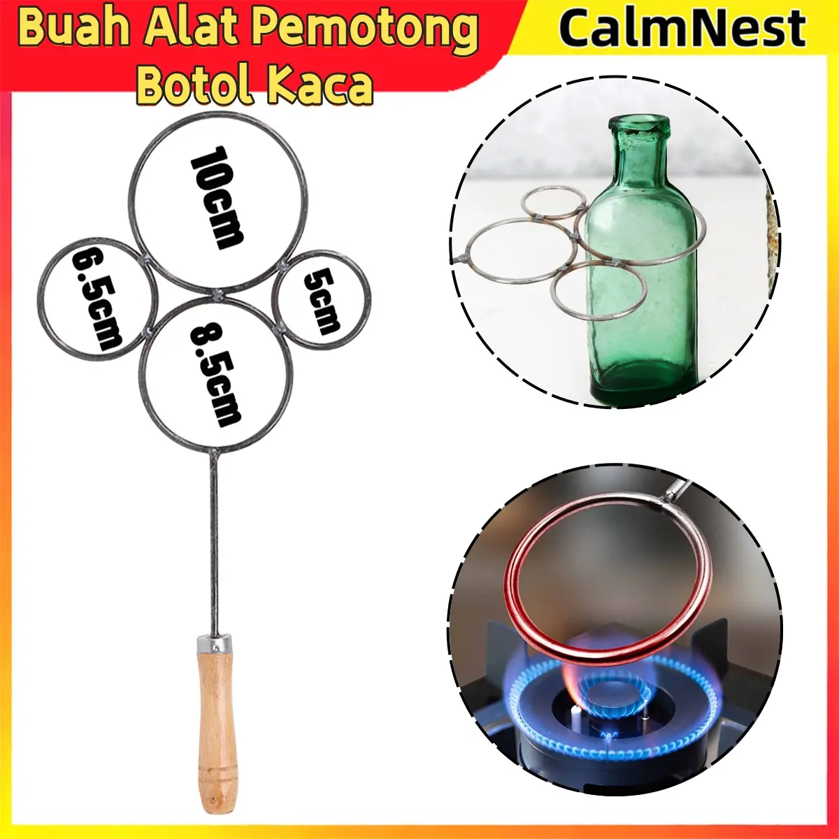 Alat Pemotong Botol Kaca Bundar 4 In 1 Glass Bottle Cutter Gagang Kayu Baja Premium Tahan Lama Anti Panas Botol Keramik Bulat Presisi Potongan Rapi Stabil Kuat Buah Alat Pemotong Botol Kaca