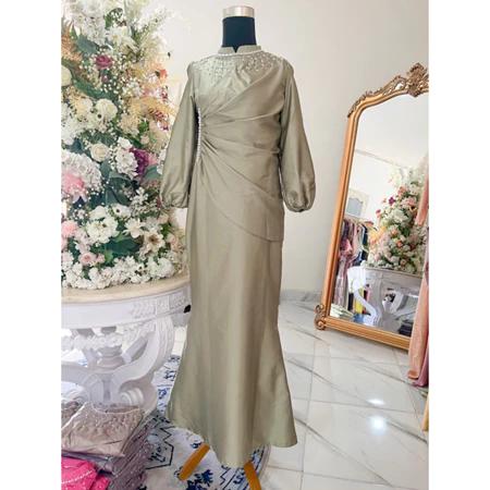 [Vina Dress Spesial Burgundy] Gamis Pesta Kondangan Viral Kirey Duyung Baju Lebaran Wanita Remaja Dewasa muslimah Kekinian Bridesmaid Mewah 6