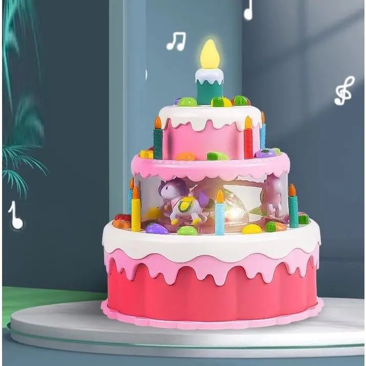 Mainan Anak Kue Ulang Tahun Elektrik Lampu dan Musik Birthday Cake Electric 1