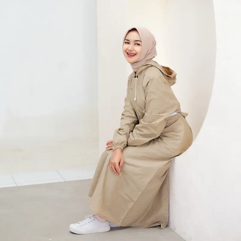 Coverain Jas Hujan Pria Wanita Gamis Full Seal Press Bahan PVC Karet Tebal Elastis Kuat Anti Rembes 5