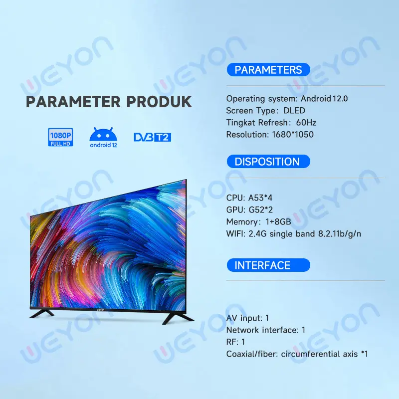 【ANDROID S43  】 LED Full HD Ready Smart TV Televisi Murah(SMART-S43A) hdmi lcd Layar YOUTUBE NETFLIX Android  12   wifi tv google wifi-netflix-youtube-prime video led 1080P hdmi  HDR full HD HDR 7