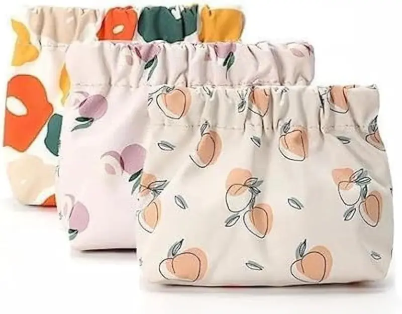 Túi đựng mỹ phẩm mini, Cỡ Nhỏ Bộ 3 chiếc, Thích hợp cho ví, Không có dây kéo, Tự đóng, Túi trang điểm dễ thương, dành cho phụ nữ và trẻ em gái 0