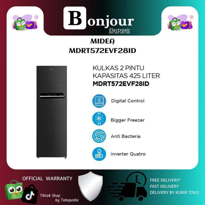 Gambar Kulkas Midea Inverter MDRT572EVF28ID 428 Liter Kulkas 2 Pintu No Frost - BLACK dari Bonjour Electronic Official Kota Depok Tokopedia