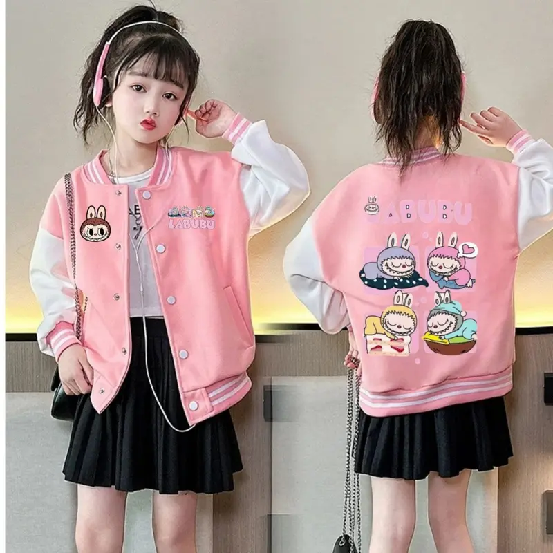 Jaket Varsity Labubu Sleeping 1234 Anak usia 5-10 Tahun Pria Wanita Unisex anak kekinian Fashion 2