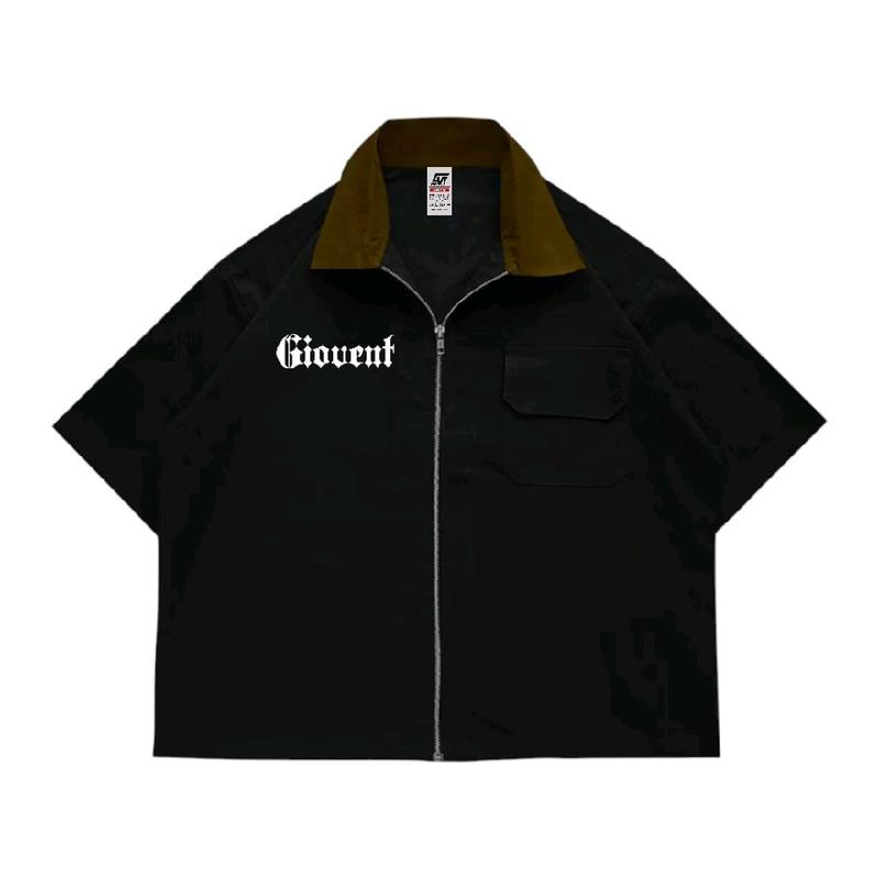 Giovent Work Shirt Zipper Boxy Kameja Kerja Casual Black "Civilized" 2