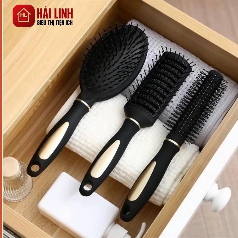 Combo 3 Lược uốn tạo kiểu tóc P8, màu đen, dùng cho cả nam và nữ, giúp tóc vào nếp phồng tự nhiên, hạn chế rối, bảo vệ da đầu
