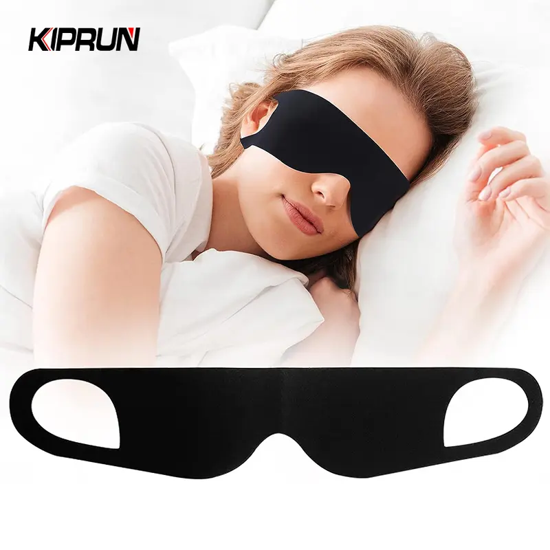 KIPRUN Zero Pressure Sleep Mask, Lightweight Breathable Blockout Eye Mask for Sleeping with Ear Hanging Elastic Strap, Soft and Comfortable Black Eye Blinder Travel