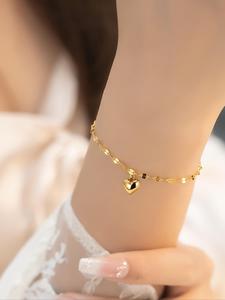 Pulsera de mujer con colgante de corazón metálico, accesorio de joyería para uso diario, diseño minimalista elegante para uso cotidiano