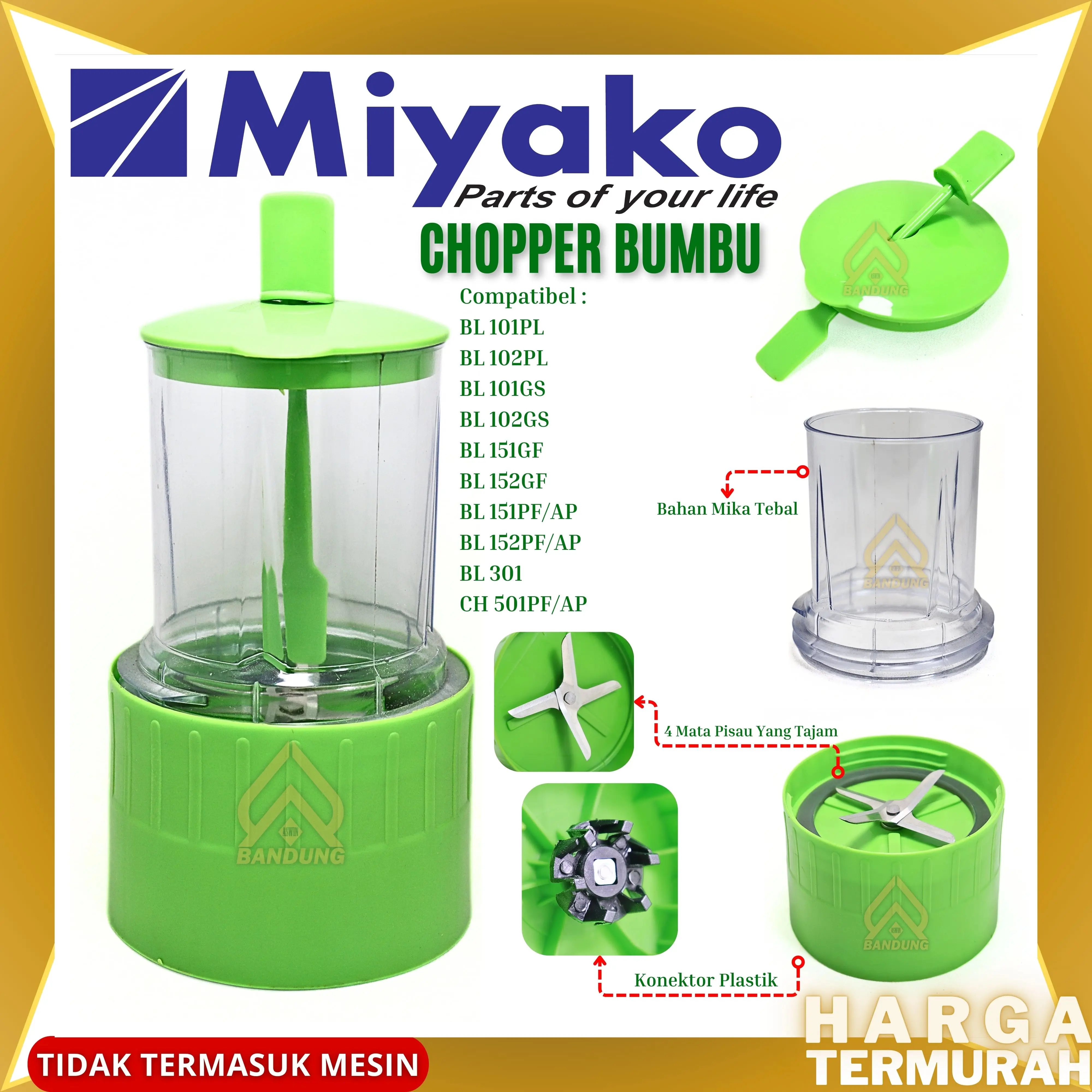 CHOPPER SET BUMBU BASAH MIYAKO GEAR PLASTIK | CHOPPER BUMBU BASAH | BLENDER SET MIYAKO GEAR PLASTIK - ASWN