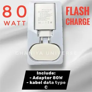 Charger 80W Kompatibel Untuk Vivo Series Adaptor dan Kabel USB Type C Support Flash Charging Cable Adapter Batok Panjang 1meter